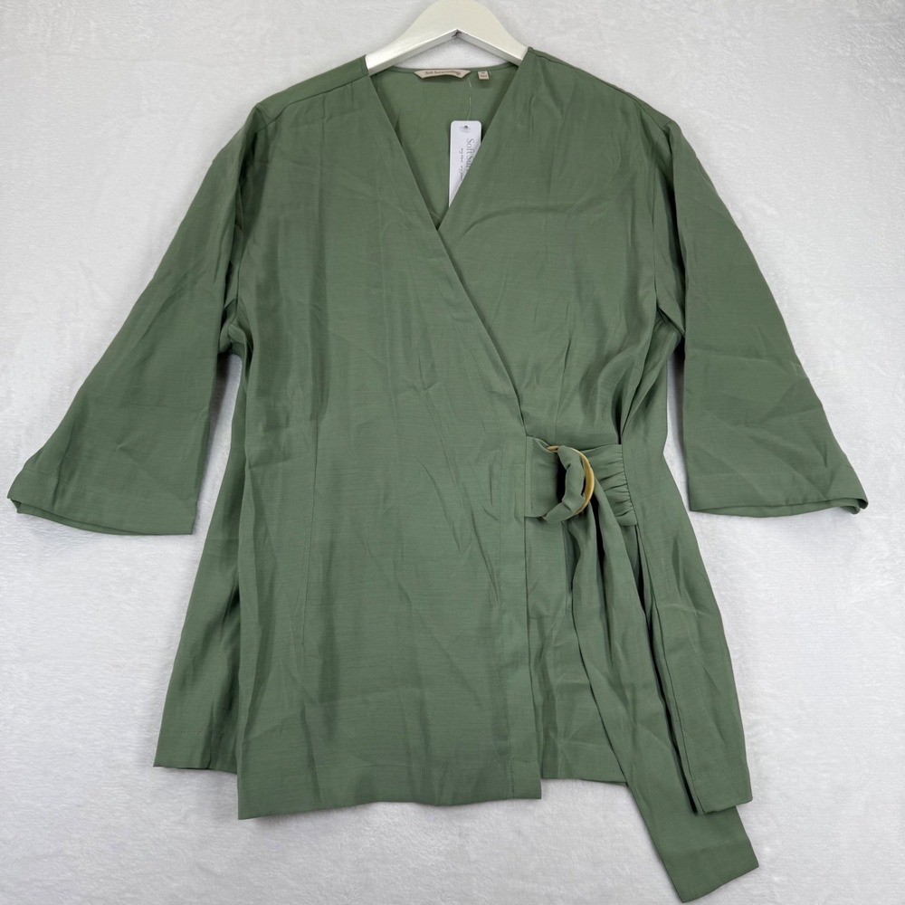 Soft Surroundings Sweet Pea Wrap Tunic Bayberry Green Modal Blend 1X New 5FU33